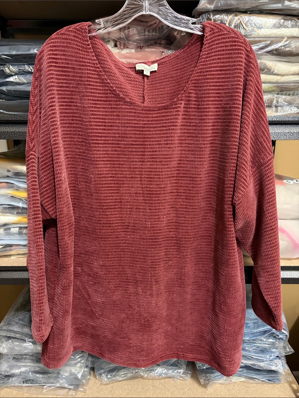 Chenault Waffle Knit Scoop Neck Sweater - Rosewood